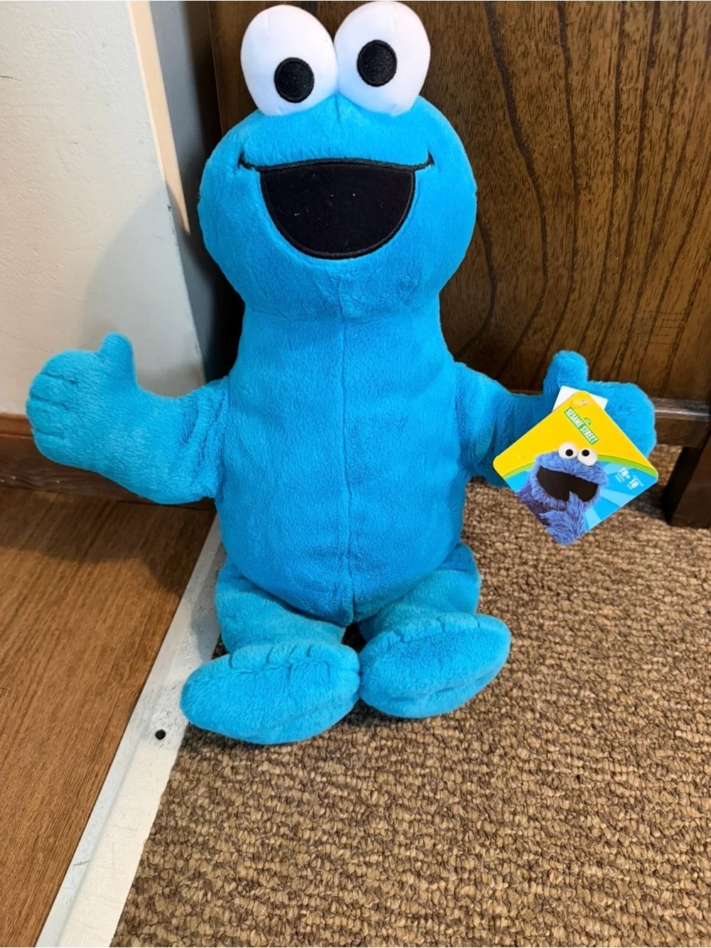Blue Cookie Monster Plush Toy - Soft Kids Stuffed Animal